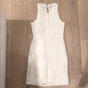 White crocheted dress with attached slip